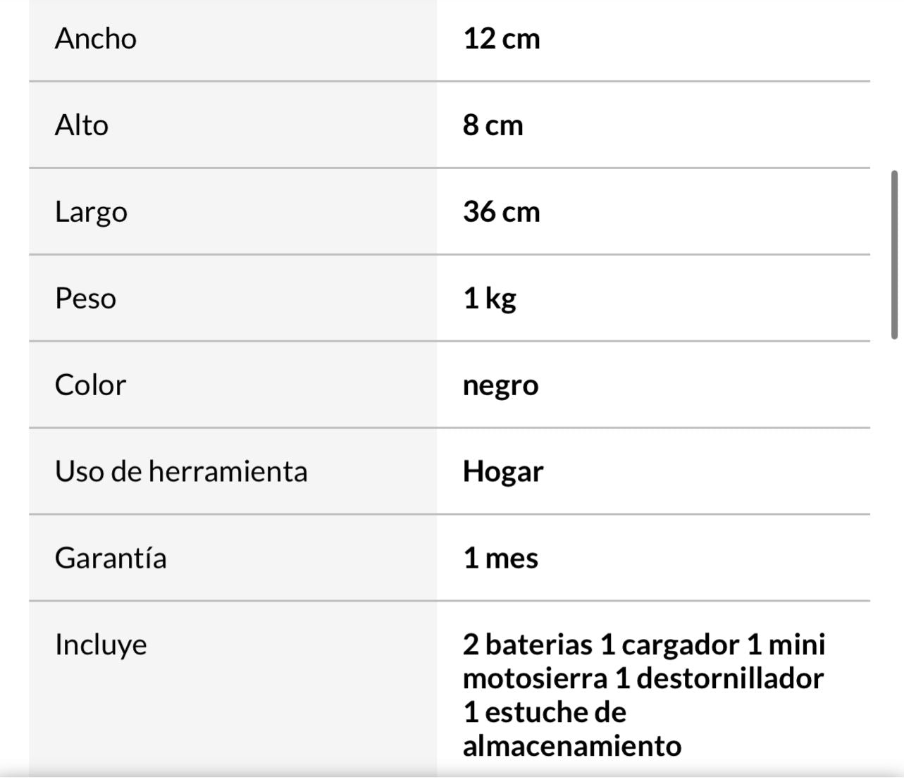 Motosierra recargable